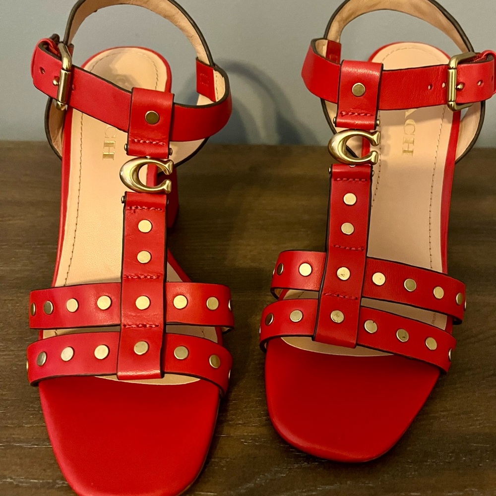 Coach Red Heels with T-Strap Design - Picture 6 of 6